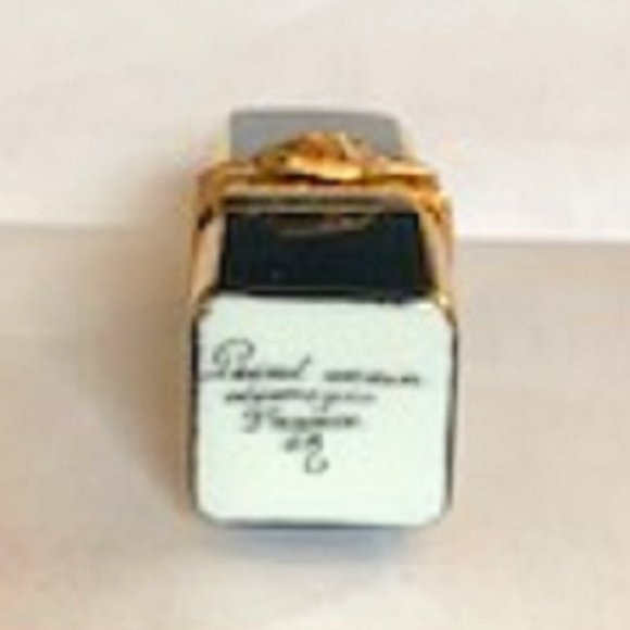 NEW Vintage Limoges Peint Main French Black & Gold Lipstick Tube Trinket Box - Picture 7 of 7